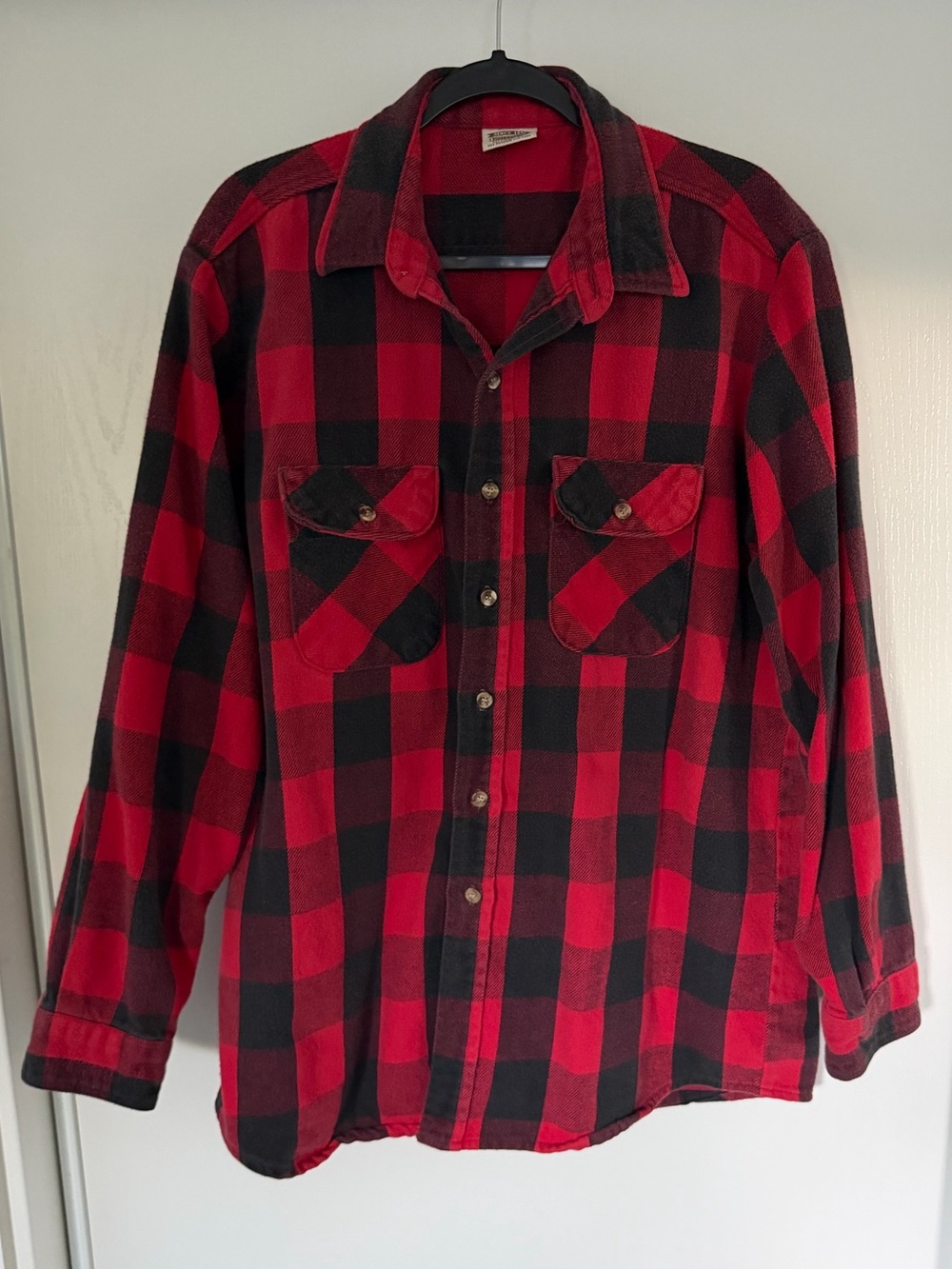 Five Brother Vintage Red and Black Buffalo Plaid Button-Down Shirt Made in USA